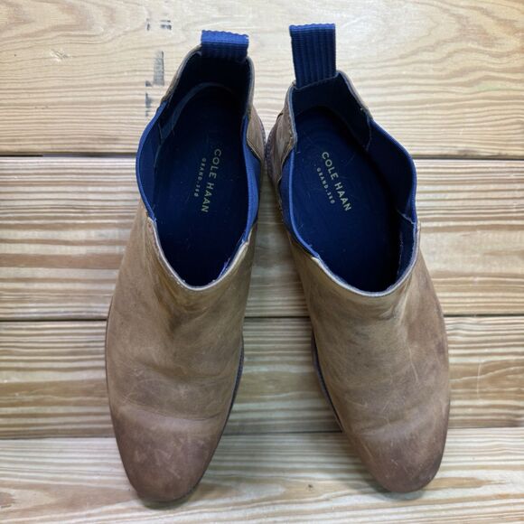 Cole Haan Man 9 Boots Wakefield Grand Dogwood Peacoat Ankle Boots Brown Leather - Picture 8 of 8